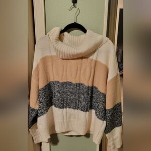 Lane Bryant Multicolor Cable Knit Turtleneck Sweater